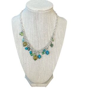 Silver Toned Layered Beaded Fashion Jewelry Chocker